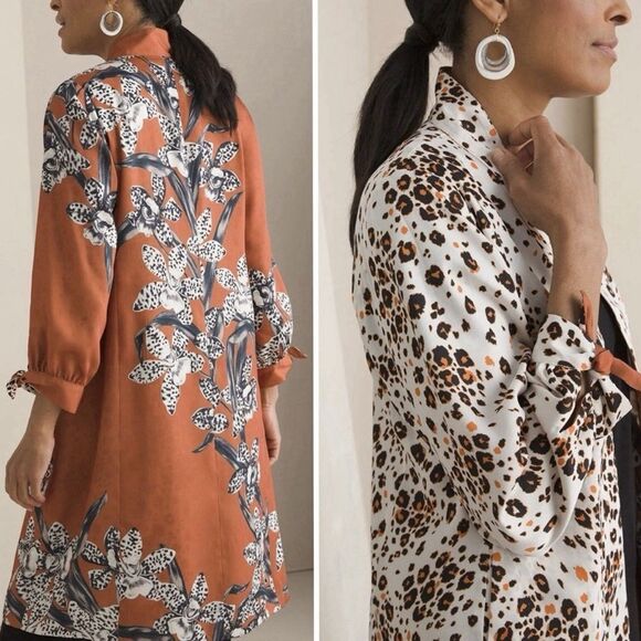 Chicos reversible duster printed desert blooms jacket sunburst - Picture 1 of 15